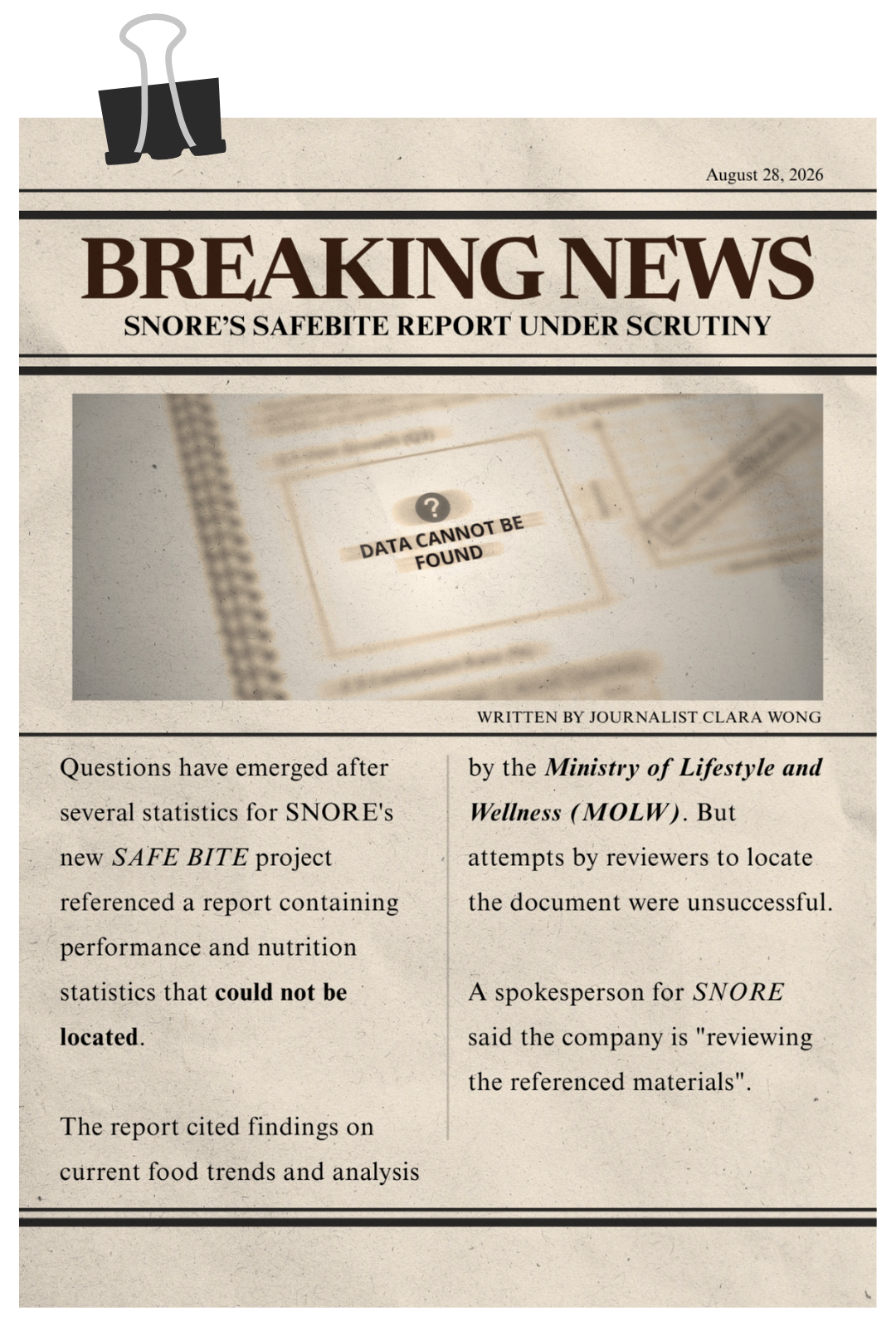 Newspaper: breaking news, the figures cannot be verified